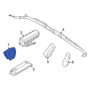 Airbag airbag în volanul șoferului Ford Mustang Mach-E 21-23 negru cu emblemă albă
