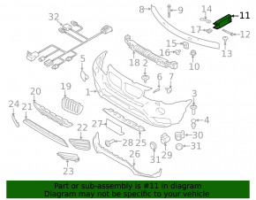Клык усилителя переднего бампера правый BMW X3 F25 11-17