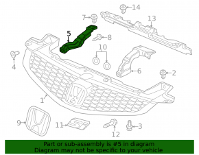 Кронштейн решетки радиатора grill правый Honda Civic 11-15
