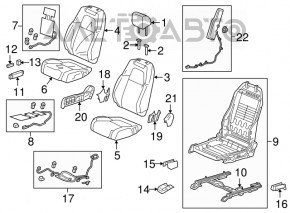 Tapițerie pernă scaun pasager Honda CRV 17-22, piele gri, perforată și încălzită