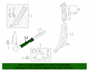 Накладка порога передняя левая Mazda CX-9 16-23 черная
