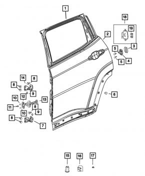 Дверь в сборе задняя левая Jeep Compass 17-26