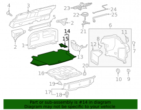 Пол багажника Lexus ES300h 13-18 hybrid черный