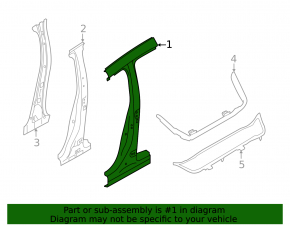 Pilonul central drept al caroseriei Subaru Forester 25-26 pe caroserie