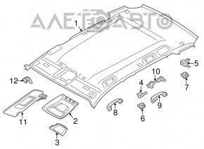 Căptușeală plafon neagră BMW X3 F25 11-17, sub geamurile panoramice, lovituri, material textil decojit