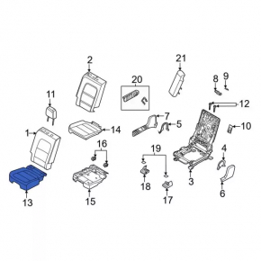 Tapițerie pernă banchetă spate, al doilea rând de scaune, dreapta, Ford Escape MK4 20-26, piele neagră perforată, hibrid, element de fixare rupt
