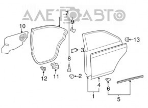 Уплотнитель двери задней левой Toyota Camry v50 12-14 usa