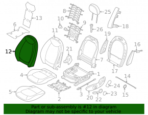Обшивка спинки водительского сиденья Mini Cooper Countryman R60 10-16 кожа черная, перфорация, подогрев, замята