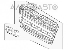 Решетка радиатора grill голая Audi A4 B9 17-19 мат, без эмблем