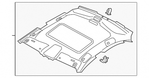 Обшивка потолка Audi A4 B9 17-17 черная, под люк, отслоился