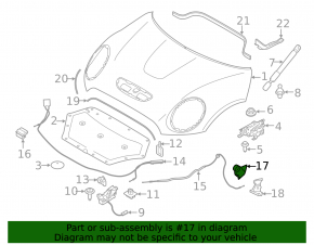 Ручка открытия замка капота салонная Mini Cooper F56 3d 14-24