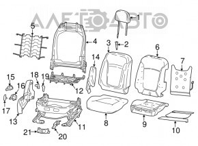 Пассажирское сидение Jeep Compass 17-20 без airbag, кожа черн