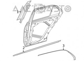 Молдинг двери верхний задний правый Mercedes W167 GLE 350 450 20-26 хром с уплотнителем стекла
