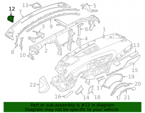Ornament superior bord pentru difuzoare stânga, negru, Audi A6 C7 12-18