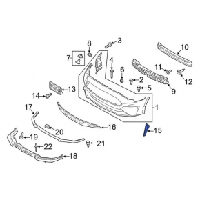 Нижняя решетка переднего бампера левая Ford Mustang mk6 18-23 рест