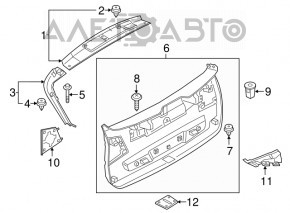 Обшивка двери багажника нижняя BMW X1 F48 16-22 черная, с заглушками, царапины