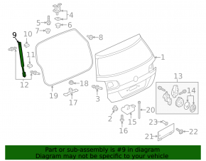 Амортизатор двери багажника правый Volkswagen Golf 15-21