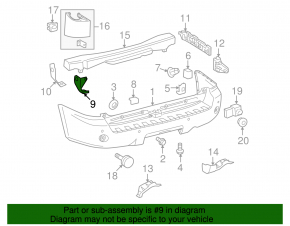Кронштейн заднего бампера правый внешний Toyota Sequoia 08-16 задний