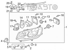Фара передняя левая в сборе VW Touareg 11-14 ксенон+LED AFS