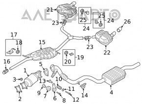 Țeavă de eșapament Audi A4 B9 17-25 2.0T tip 2, plasă ruptă, ruginită