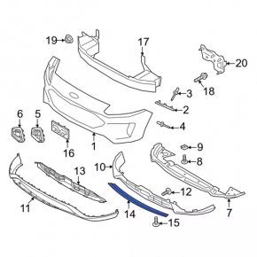 Накладка губы переднего бампера Ford Escape MK4 23-26