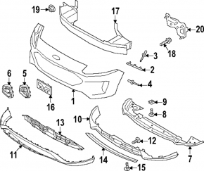 Накладка губы переднего бампера Ford Escape MK4 23-26