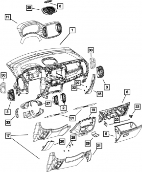 Накладка колени водителя Fiat 500L 14-19 черная, с заглушкой