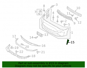 Нижняя решетка переднего бампера правая Ford Mustang mk6 18-23 рест
