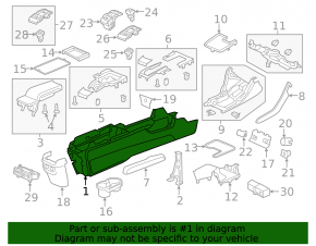 Консоль центральная подлокотник и подстаканники Honda Civic X FC 16-21 черная ткань