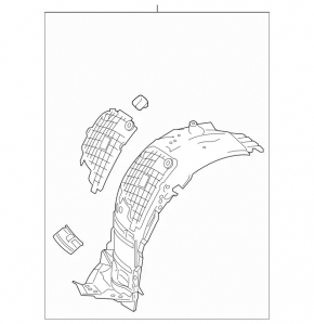 Căptușeală aripă față dreapta, parte față, Mercedes Clasa C W205 43 15-21 AMG pachet