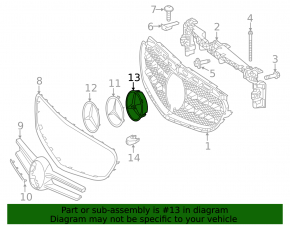 Основание эмблемы решетки радиатора grill Mercedes CLS-class C218 12-14 AMG, 15-18 без радара