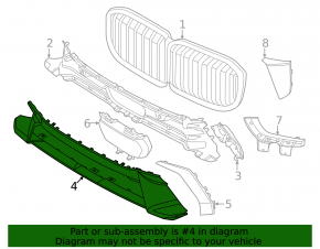 Ornamente centrale bară față BMW X7 G07 23-25, pachet M, negru lucios