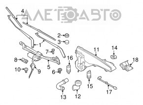Lanț duză spălător parbriz încălzit BMW X5 F15 14-18, suport defect
