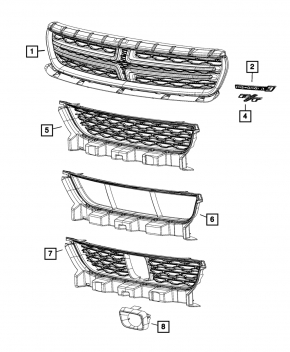 Решетка радиатора grill Dodge Charger 15-17 рест хром