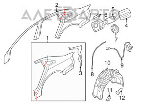 Aripă spate dreapta Audi A4 B8 08-16 sedan, pe caroserie, argintiu