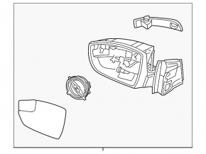 Зеркало боковое левое в сборе Ford Focus mk3 15-18 рест 6 пинов, поворотник, подогрев