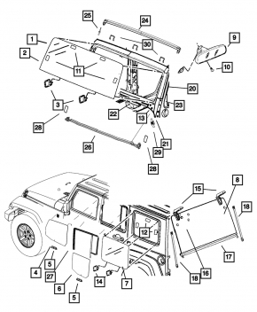 Уплотнитель стекла двери багажника Jeep Wrangler 11-17