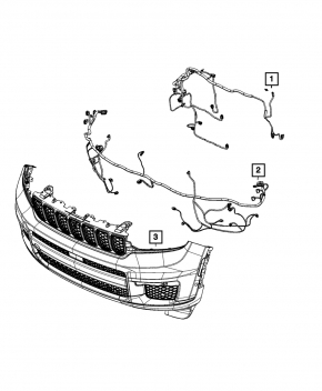 Cablaj bara față Jeep Grand Cherokee WL 22-24 PHEV pentru radar, proiectoare de ceață și jaluzele inferioare