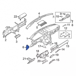 Накладка передней панели боковая левая Ford Mustang mk6 15-23 черная