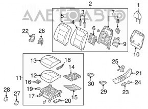 Водительское сидение Kia Sorento 10-15 без airbag, ткань черн