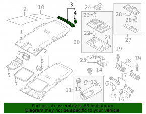 Накладка потолка задняя VW Golf 15-21 серый