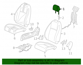 Подголовник передний правый Honda Civic X FC 16-21 4d ткань черная