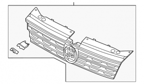 Решетка радиатора grill VW Tiguan 18-19 R-Line, без эмблемы, 3 хром полоски, вздулся хром, песок