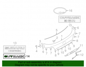 Эмблема OUTBACK двери багажника Subaru Outback 15-19
