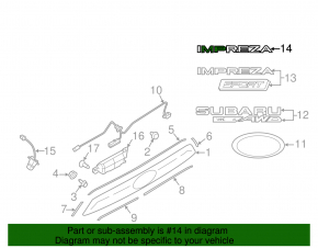 Эмблема надпись IMPREZA двери багажника Subaru Impreza 5d 17-23