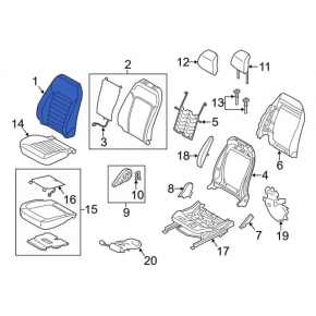Пассажирское сидение Ford Fusion mk5 17-20 без airbag, электро, ткань черн