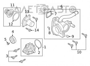 Помпа охлаждения Ford Edge 19-24 2.0T в сборе с корпусом термостата