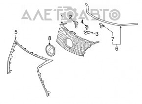 Эмблема решетки радиатора grill Lexus RX350 10-15 черная стекло, скол, слом креп
