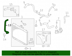 Патрубок охлаждения нижний Toyota Sienna 17-20 3.5