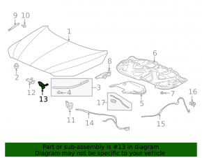 Крюк замка капота правый Acura MDX 22-26